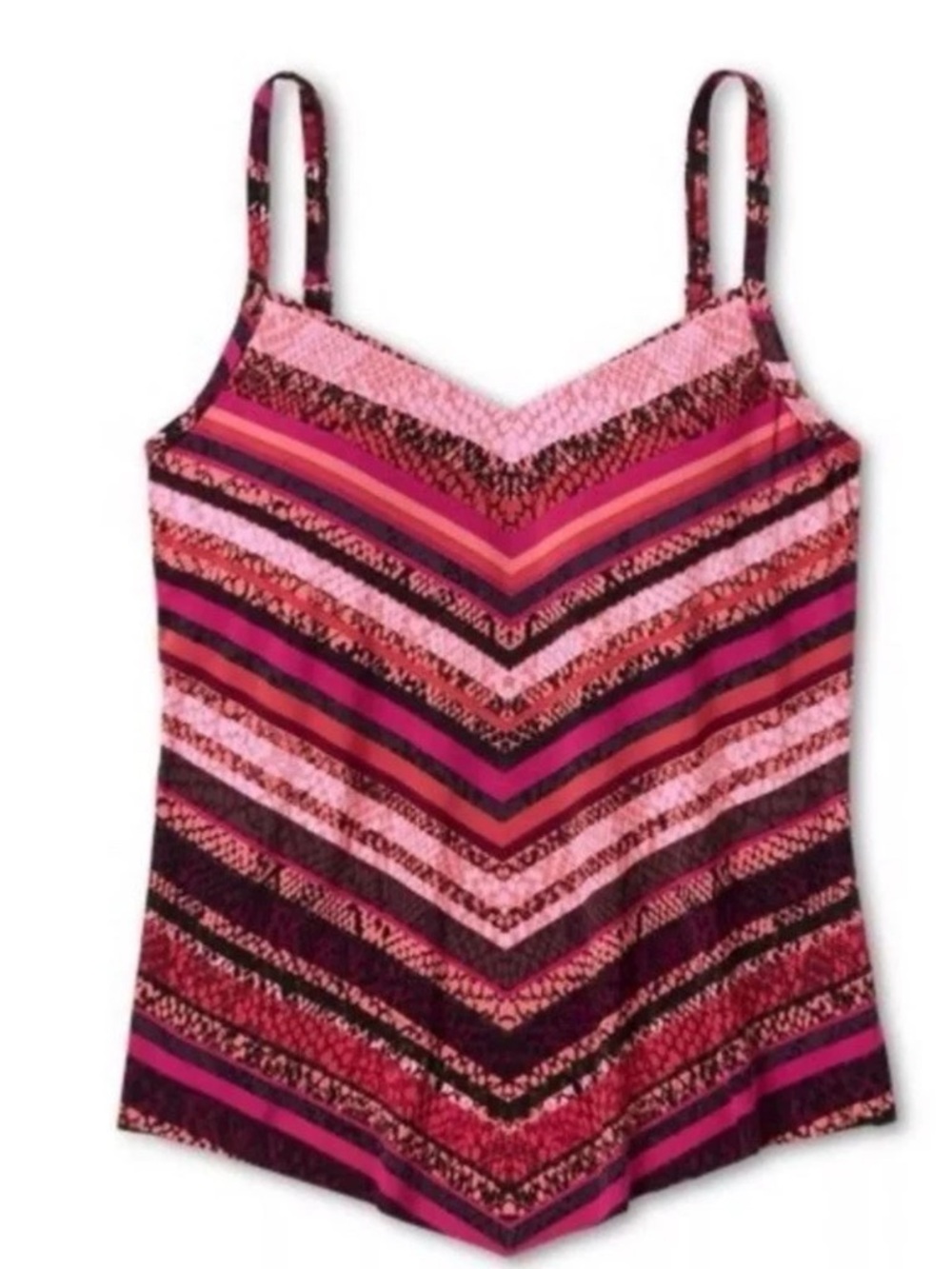 AQUA GREEN Tankini Top Swim Top Pink Chevron Print Women’s Small S